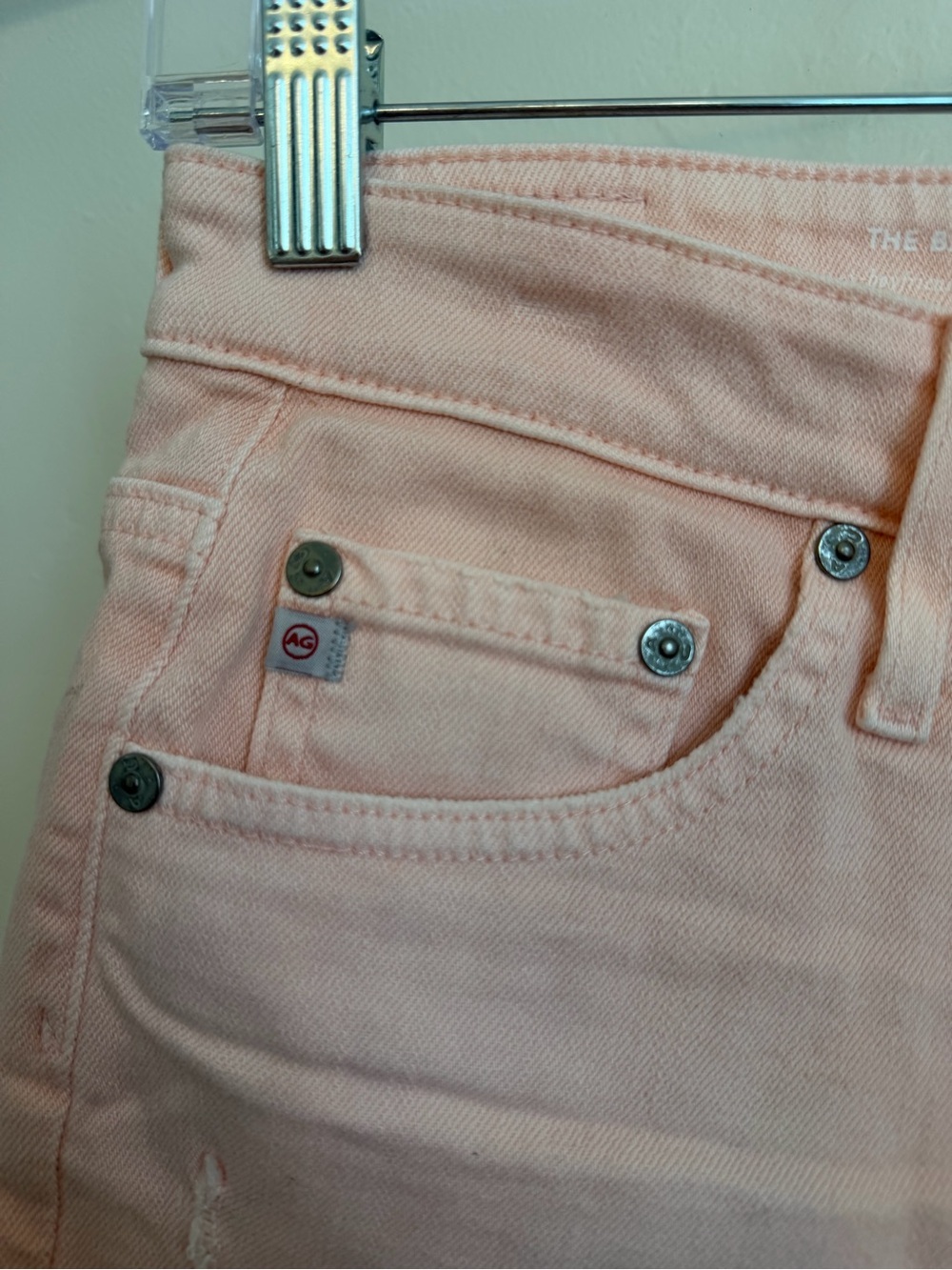 NWT AG Adriano Goldschmied Bryn Ex Boyfriend Cut Off Light Pink Denim Shorts 25 - Picture 6 of 10